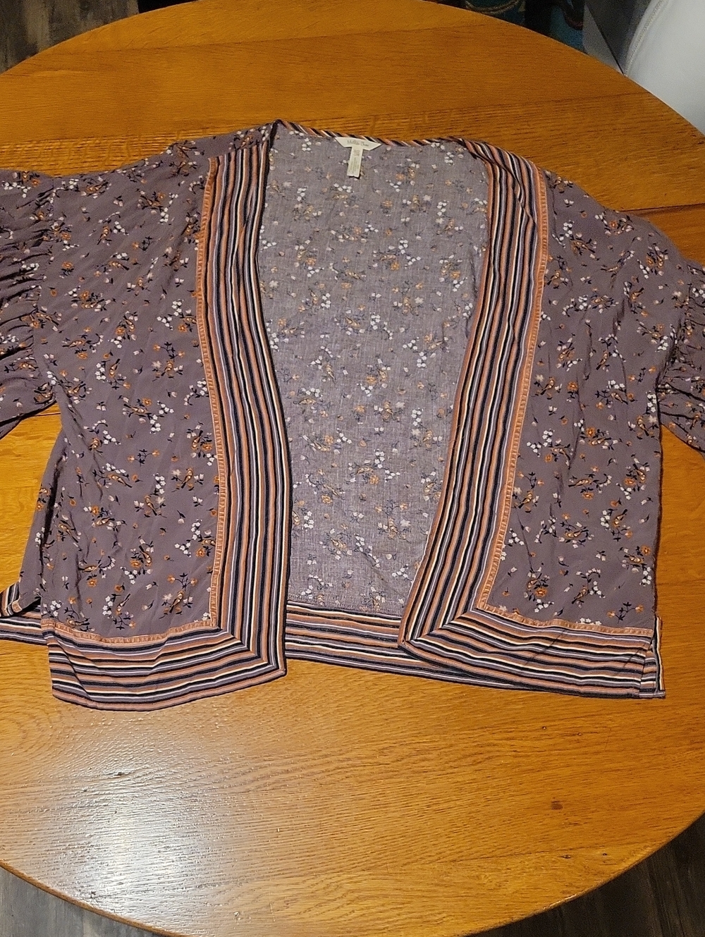 Matilda Jane Lavender Floral Kimono with Striped Neck Trim